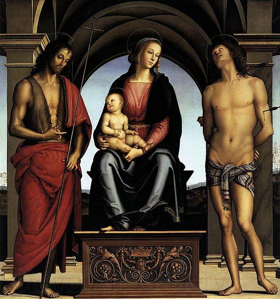 Pietro Perugino The Madonna between St John Spain oil painting art
